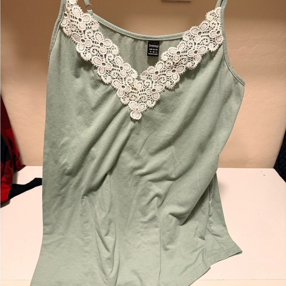 BONGO Women's Mint Green Camisole with White Lace
